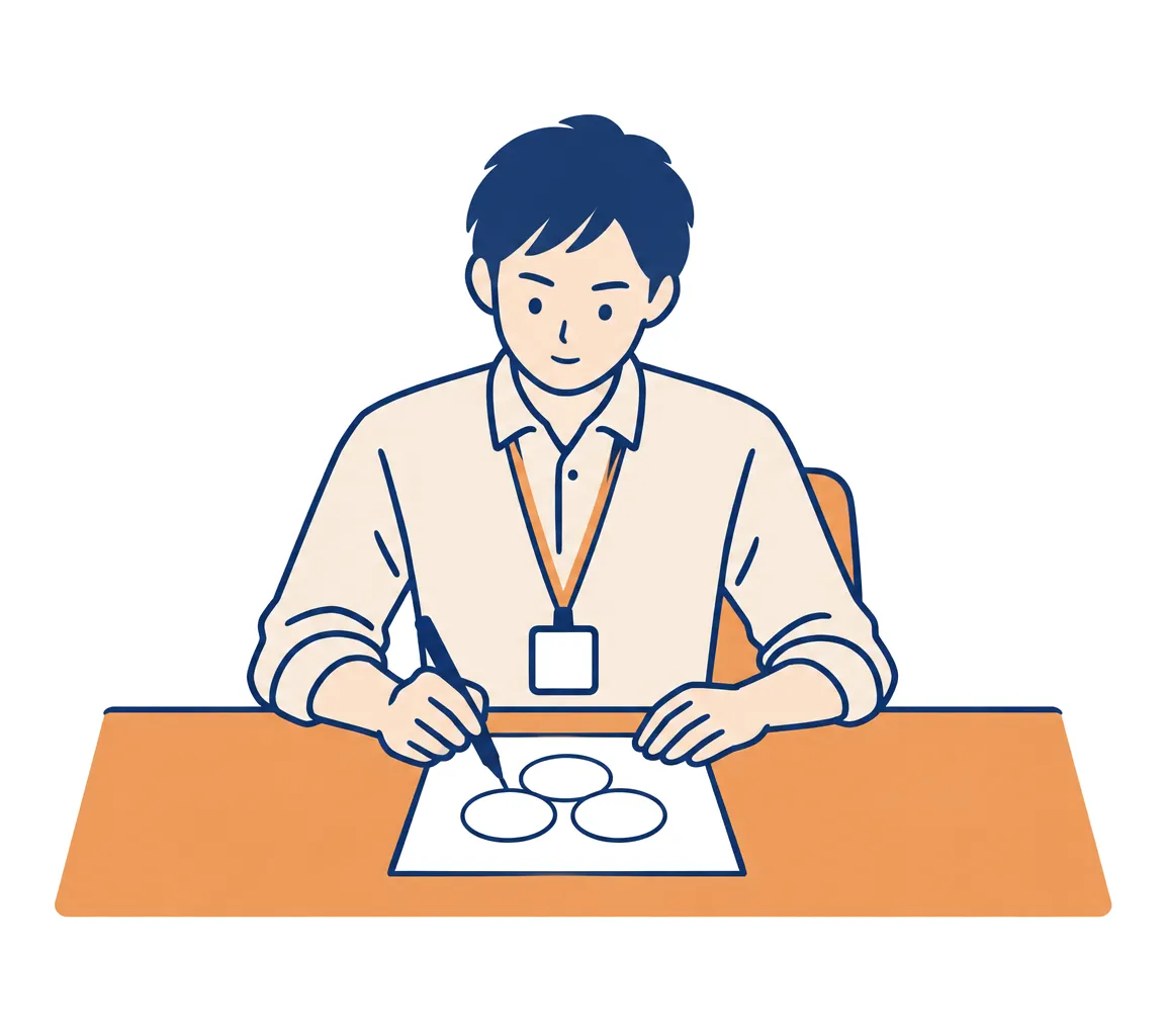 料金表の3か所にペンで丸を付ける担当者