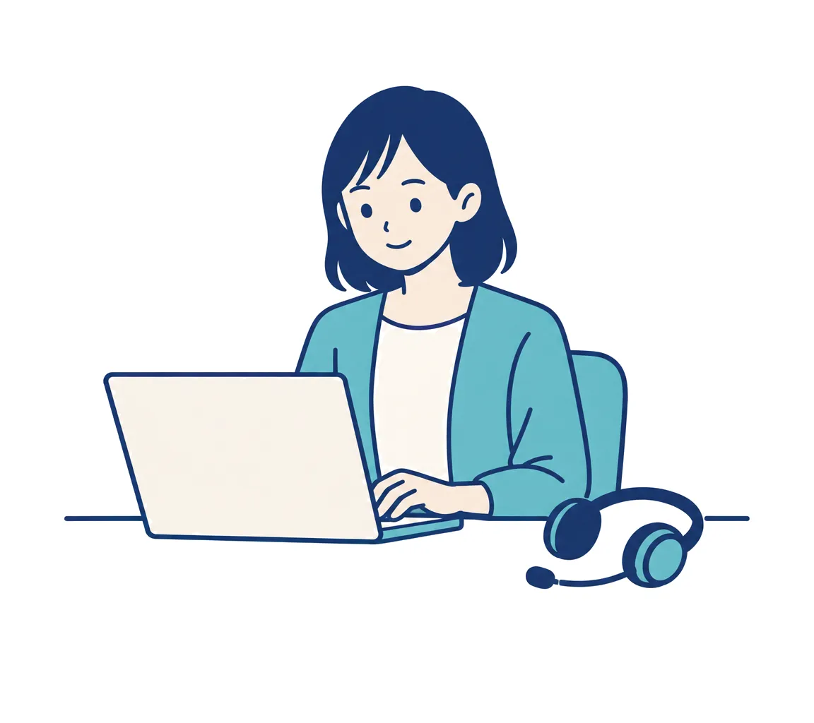 穏やかな表情で社員への返事を書く担当者